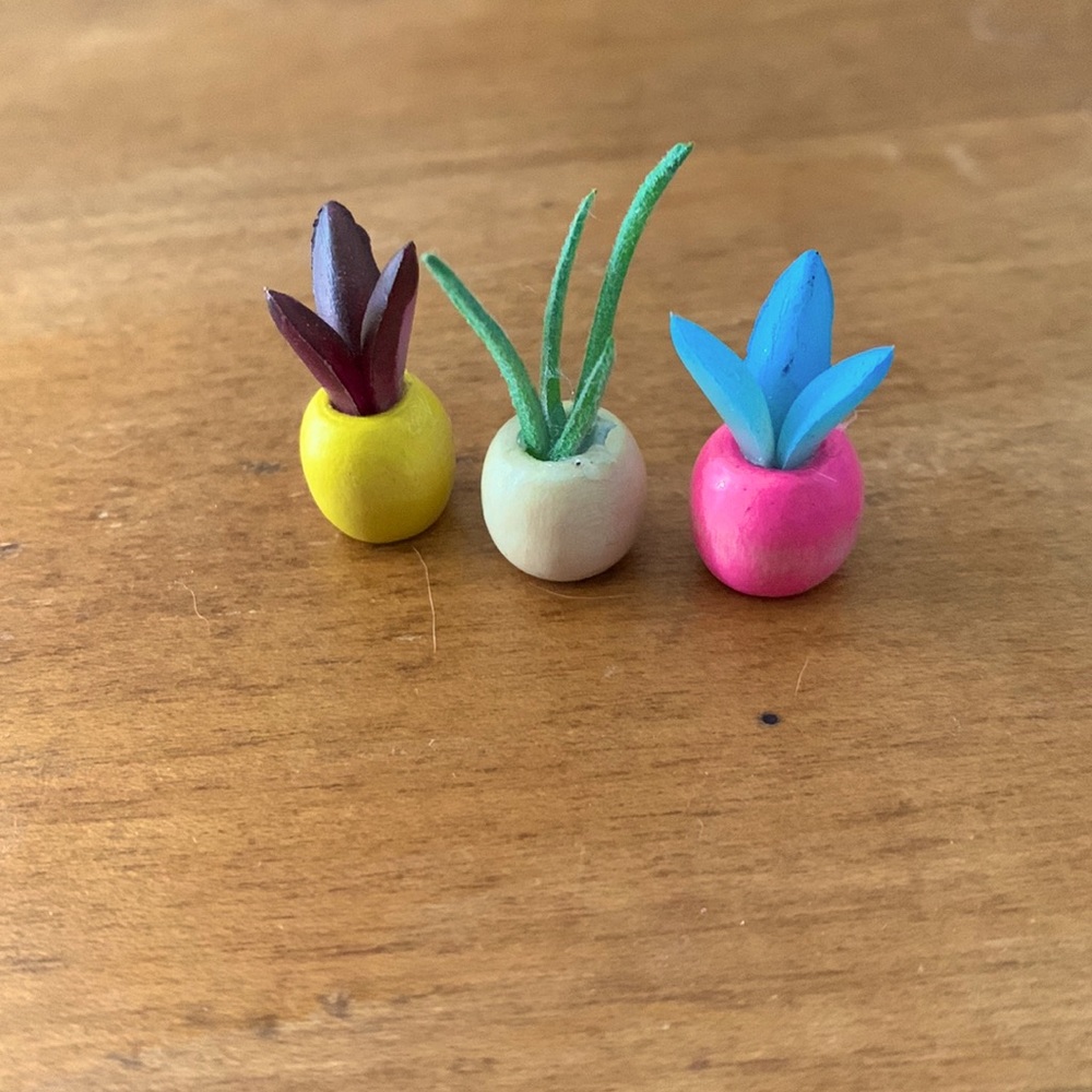 Set of 3 Tiny Faux Potted Plants